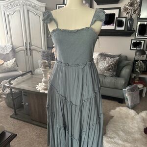 Smocked dusty Blue summer dress